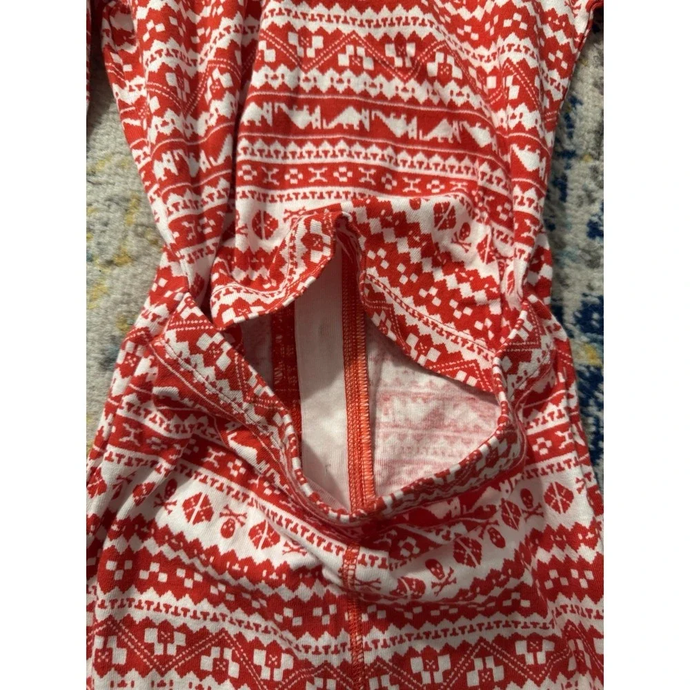 Crewcuts Fair Isle Flannel One Piece Pajamas Kids Sz 8 Holiday Long Johns Candy